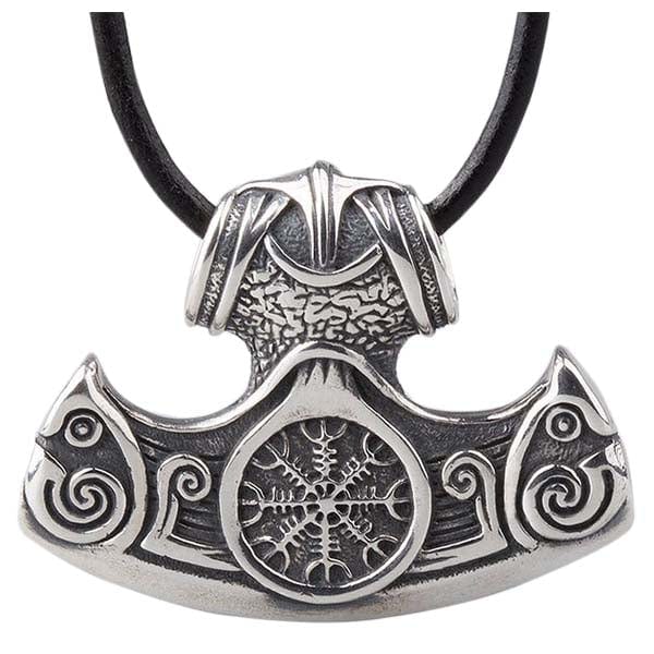 Pendentif hache viking en argent : heaume de la terreur ☠️😱