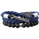 Pulseira de machado barbudo Viking corda azul, preta, cinza ou azul