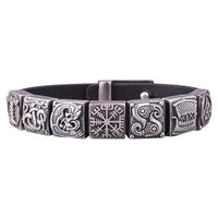 Pulseira midgard viking banhada a prata artesanal