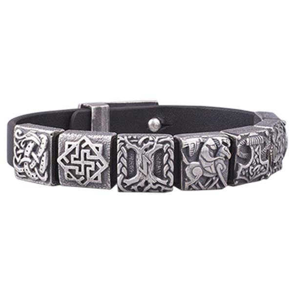 Bracelet argent plaqué viking multi symboles