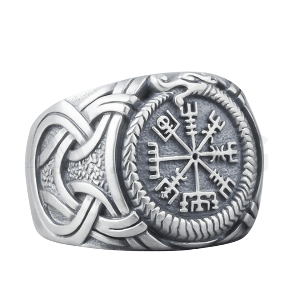 Anel de prata Vegvisir e Jormungandr