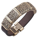 Bracelet bronze pour homme viking Hugin Triquetra Gullinkambi Munin