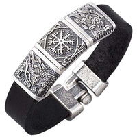 Bracelet bronze viking Hugin et Munin gravés avec Vegvisir