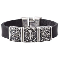 Bracelet bronze viking Hugin et Munin gravés avec Vegvisir