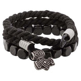 Pulsera vikinga negra con martillo de Thor hecha a mano en plata