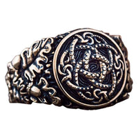 Anel viking de Jormungandr em bronze feito à mão