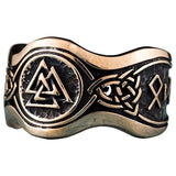 Anel viking de bronze Valknut e símbolos rúnicos