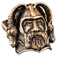 Anel de Thor com cabras de bronze maciço feitas à mão