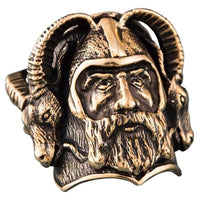 Bague Thor avec boucs en bronze massif artisanale