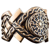 Anel escandinavo anel em bronze com sol preto artesanal
