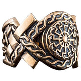 Anillo escandinavo en bronce con sol negro hecho a mano