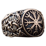 Anel da mitologia viking Helm of Awe estilo bronze Mammen