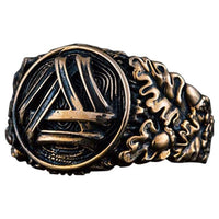Anel de bronze nórdico com símbolo Valknut feito à mão