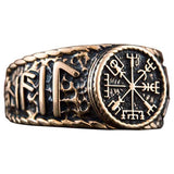 Anillo vikingo Vegvisir bronce o plata joyería artesanal de lujo