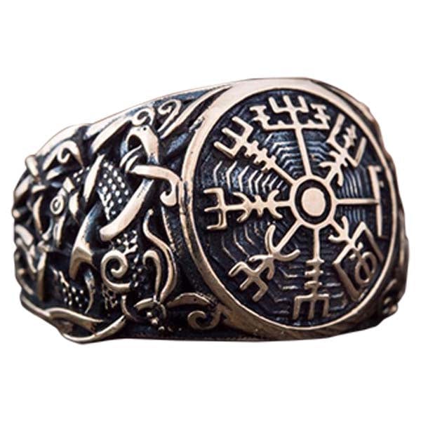 Anillo vikingo Vegvisir estilo bronce Mammen hecho a mano