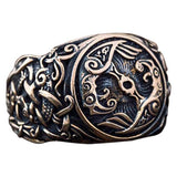 Bague viking en bronze des corbeaux d'Odin fabrication artisanale