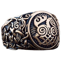 Anel Viking Sleipnir símbolo bronze jóias artesanais