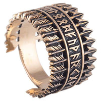 Anel de flechas com runas antigas de Futhark em bronze