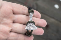 Bracelet paracorde noir et hache viking rune Wunjo
