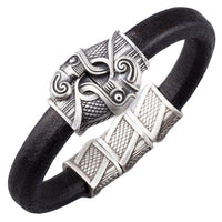 Bracelet à crochet corbeaux d'Odin plaqué argent