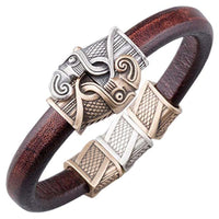 Bracelet à crochet corbeaux d'Odin plaqué argent