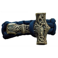 Bracelet bleu marteau Thor en bronze artisanal