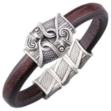 Bracelet à crochet corbeaux d'Odin plaqué argent