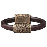 Bracelet cuir avec têtes de loup Sköll et Hati
