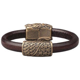 Pulsera de cuero con cabezas de lobo | vikingceltic.com