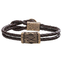 Bracelet en cuir Aegishjalmur Helm of Awe en bronze