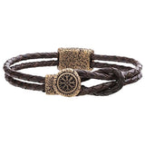 Bracelet en cuir Aegishjalmur Helm of Awe en bronze