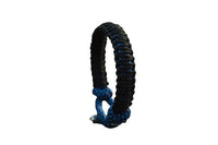 Bracelete martelo de Thor azul feito à mão em paracord prateado e preto