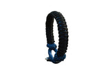 Bracelete martelo de Thor azul feito à mão em paracord prateado e preto