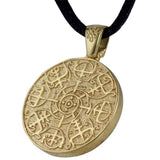 Colgante Vegvisir de oro, collar vikingo, brújula nórdica