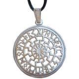 Pingente viking sol preto com calendário rúnico prateado ou dourado