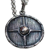 Pendente guerreiro viking artesanal em forma de escudo em prata ou ouro