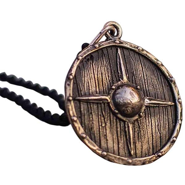 Collier pendentif bouclier Viking artisanal
