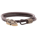 Bracelet en cuir Gungir avec symbole Valknut en bronze
