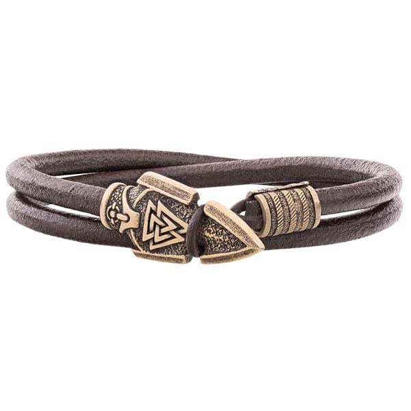 Bracelet en cuir Gungir avec Valknut
