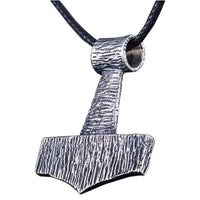Pendentif marteau de Thor façon bois en argent