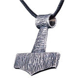 Colgante martillo de Thor estilo madera en plata