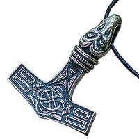 Marteau de Thor en pendentif avec tête corbeau d'Odin