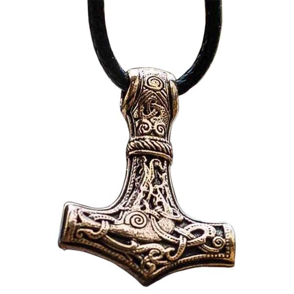 Pingente de martelo de Mjolnir Thor em estilo Mammen de bronze ou prata