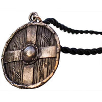 Collar vikingo con colgante de escudo de Rollo en bronce, plata u oro