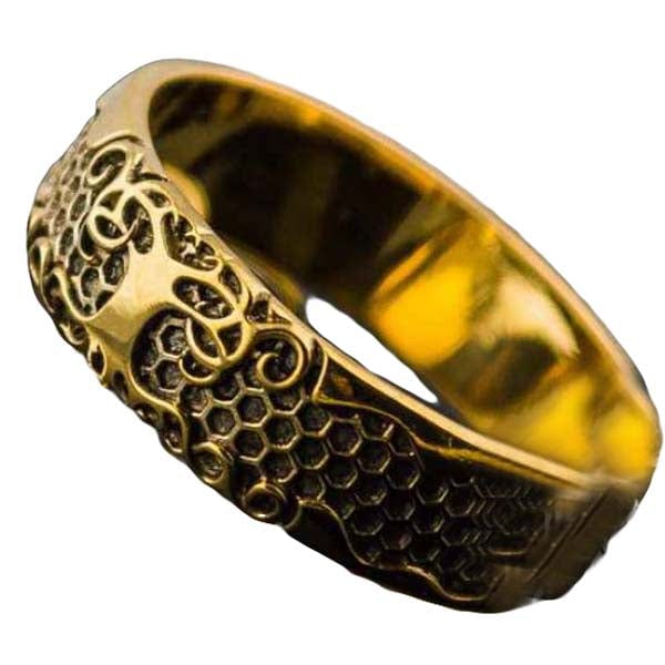 Árvore viking Yggdrasil em anel de ouro para homem ou mulher