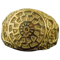 Sol negro vikingo nórdico montado en anillo de oro