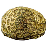Sol negro viking nórdico montado em anel de ouro
