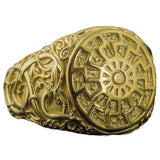 Sol negro viking nórdico montado em anel de ouro