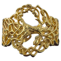 Anillo de sello en oro Yggdrasil, el árbol del mundo vikingo