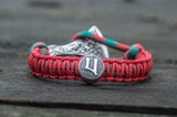 Paracord vermelho com machado viking e runa Uruz